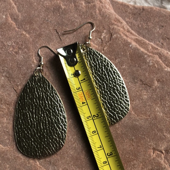 Faux Leather Teardrop Earrings - Picture 3 of 4